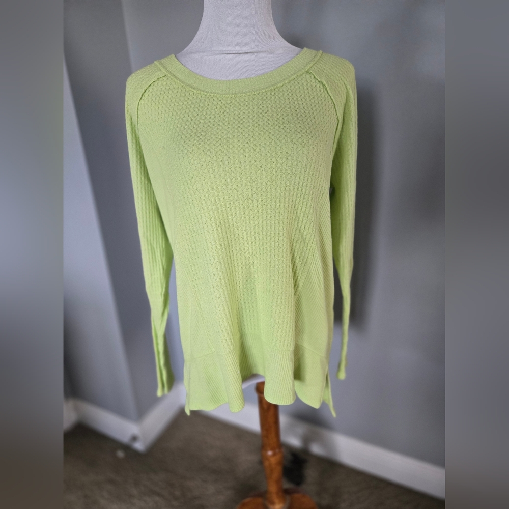 Anthropologie Eri & Ali Lime Green Knit Sweater Large